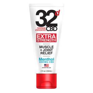 32d CBD Muscle and Joint Relief cream tube