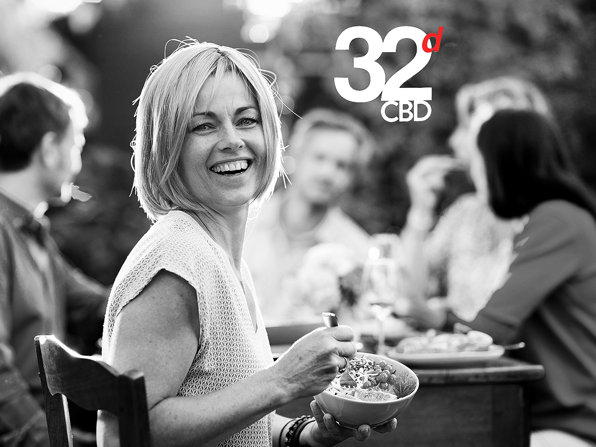 Woman enjoying outdoor meal