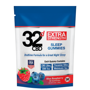 32d CBD Sleep Gummies Blue Raspberry flavor Broad Spectrum